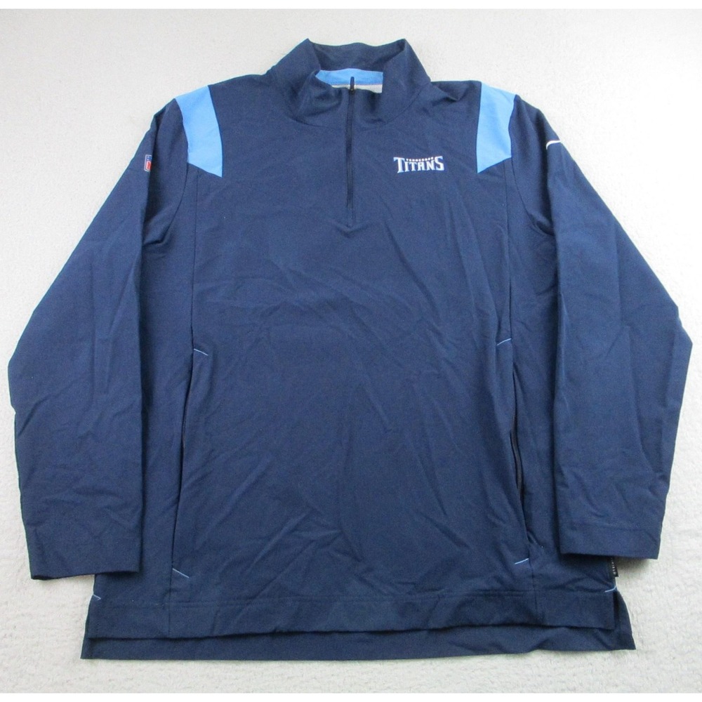 Nike Tennessee Titans Jacket Mens Large Navy NFL Football On Field Quarter Zip